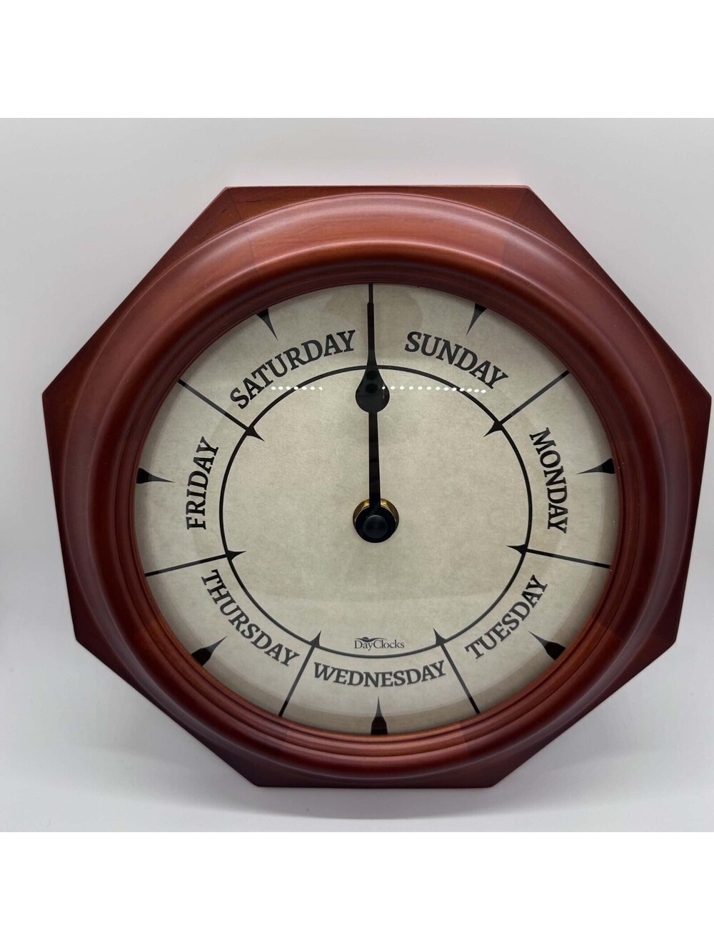 DayClocks DayDial Mahogany Day Of The Week Wall Clock 10" Solid Wood New